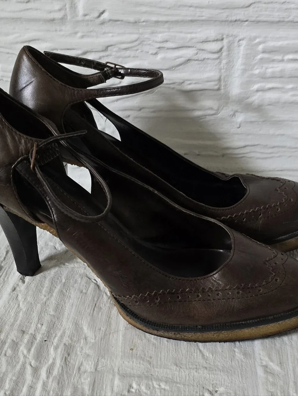 Classic Brown Leather Mary Jane Heels